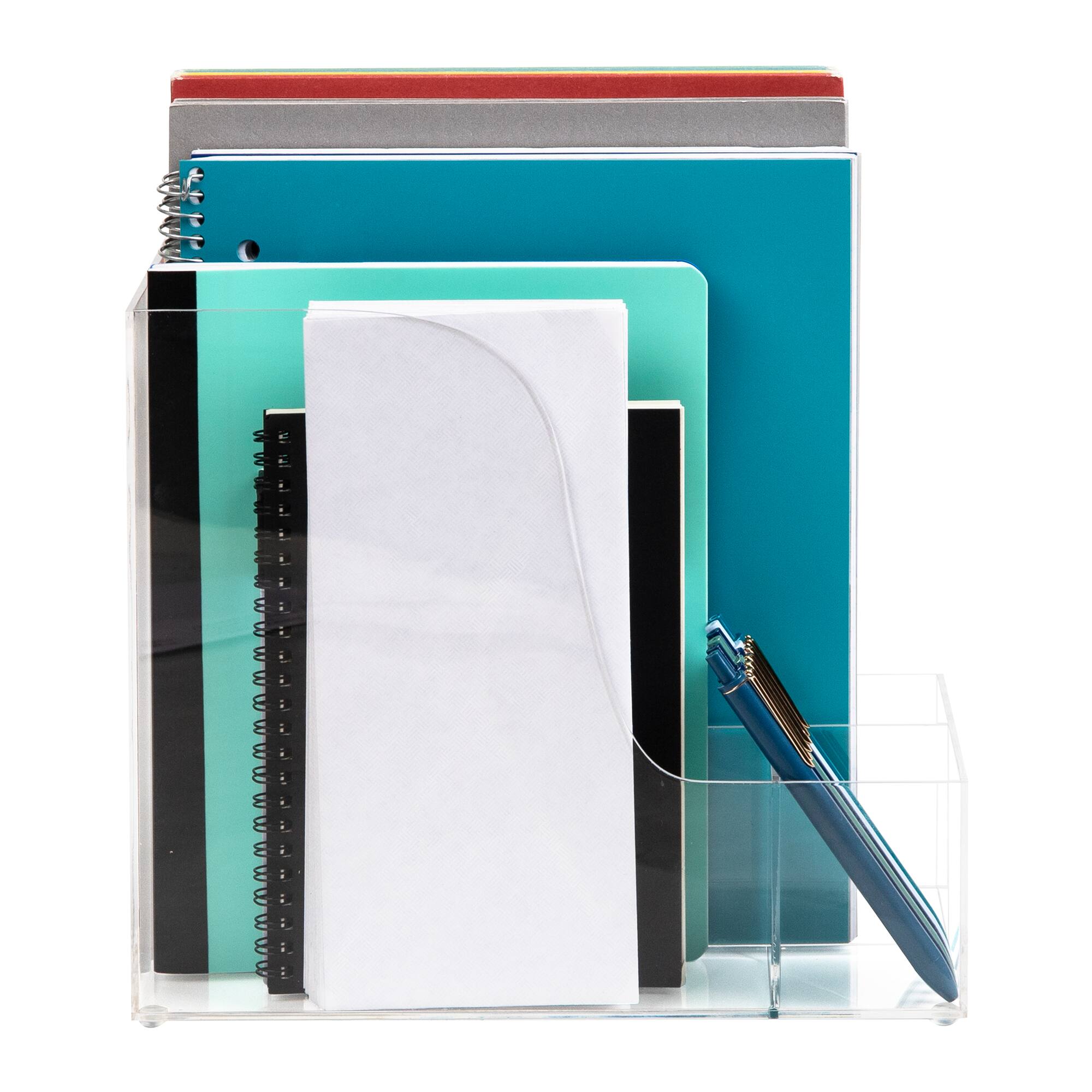 Mind Reader Vertical File Storage, Desktop Organizer, Magazine Holder, Office, Acrylic, Clear